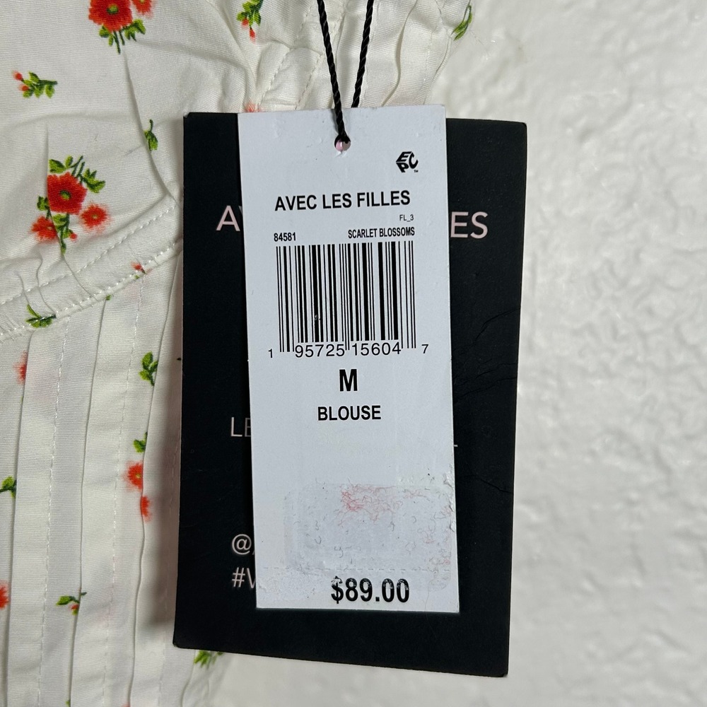 Avec Les Filles White Floral Corset Top W/Red Rose Print- NWT- See Description - Picture 3 of 6